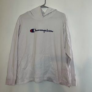 Lightweight Champion Hoodie White Long Sleeve